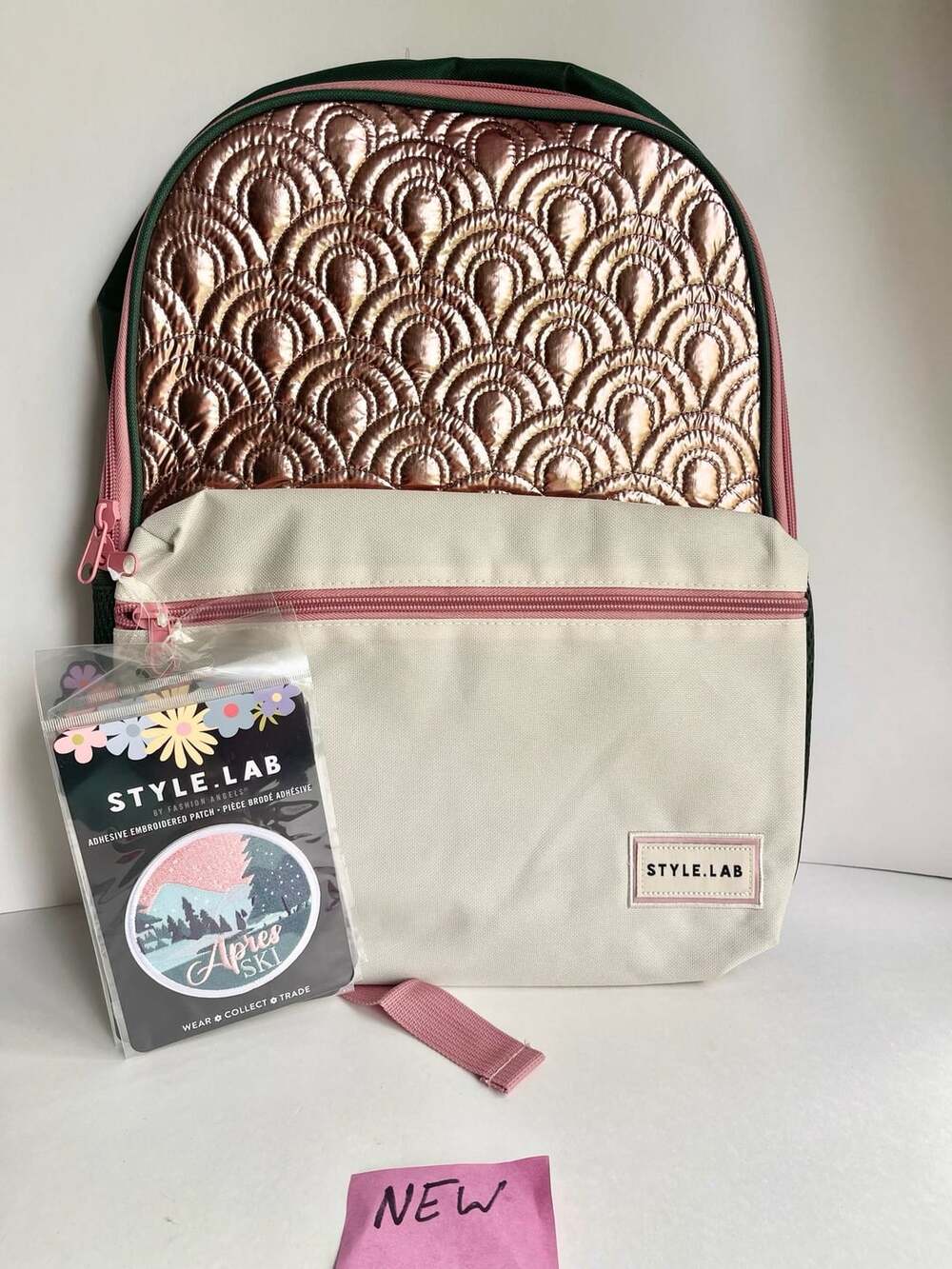 Style.Lab by Fashion Angels Quilted Metallic Backpack with Apres Ski Patch